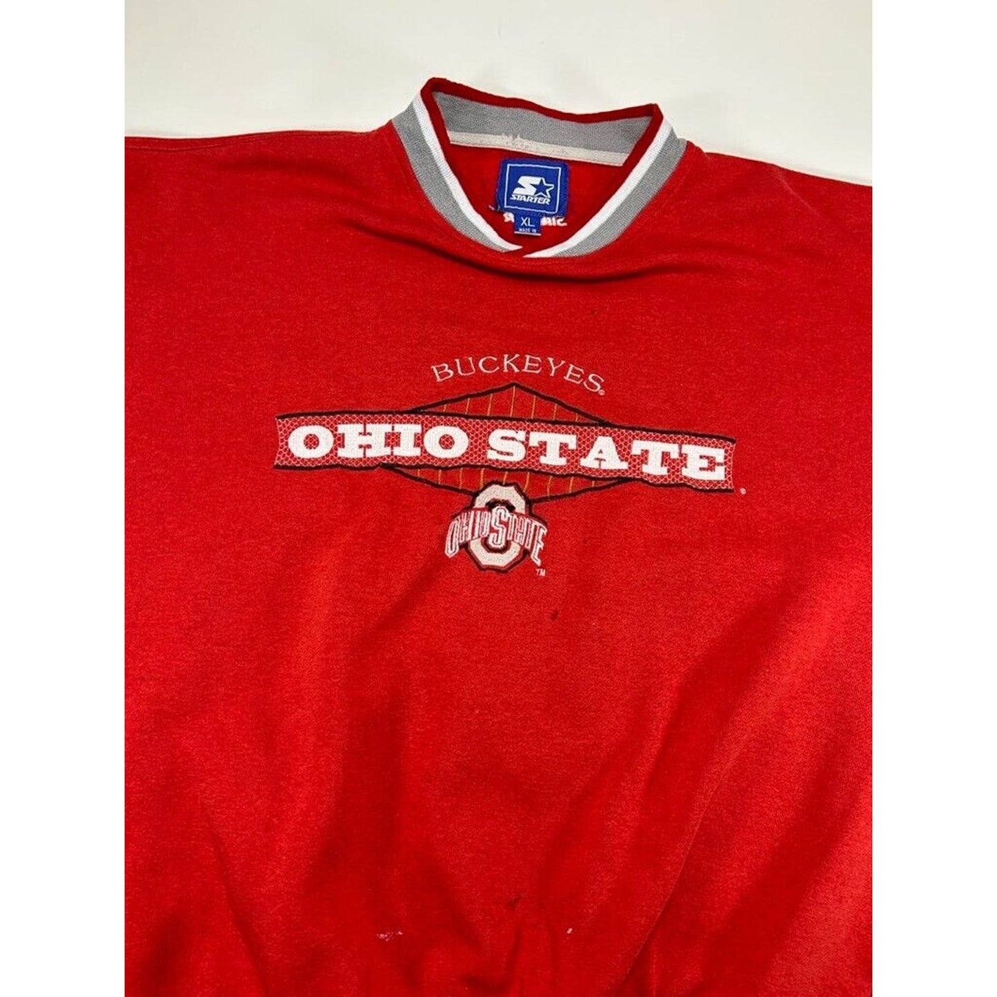 Vintage 90s Ohio State Buckeyes NCAA Embroidered Starter Sweatshirt Size XL Red