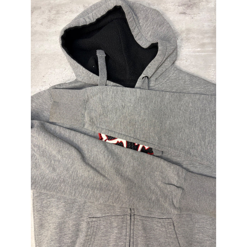 Vintage Fox Embroidered Logo Full Zip Fleece Lined Hooded Sweatshirt Size Small