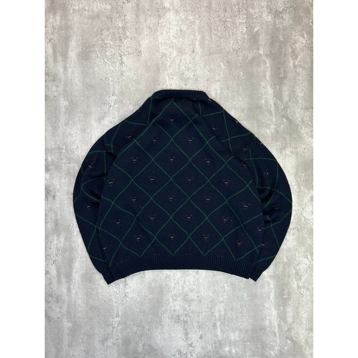 Vintage 90s Sutter & Grant Diamond Print Pullover Knit Sweater Size XL