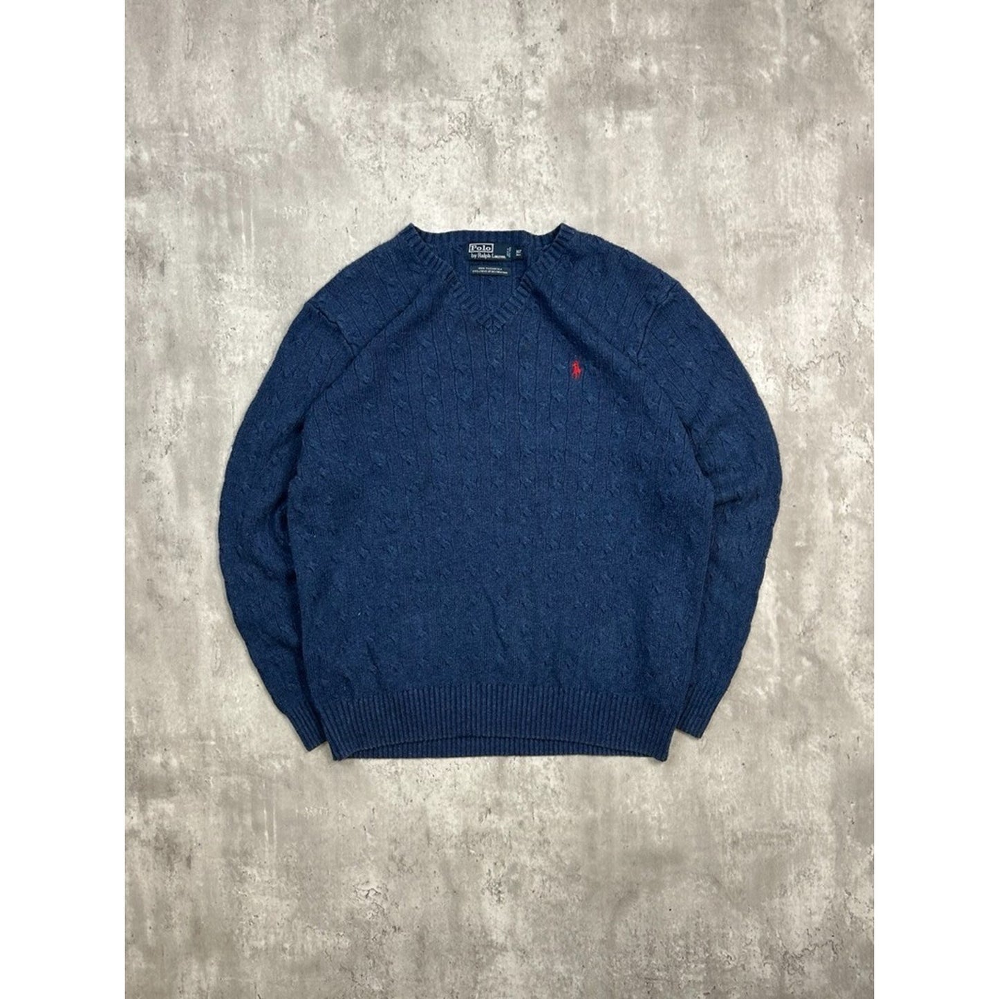 Vintage 90s Polo Ralph Lauren Embroidered Pony V Neck Sweater Size XLT