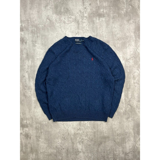 Vintage 90s Polo Ralph Lauren Embroidered Pony V Neck Sweater Size XLT