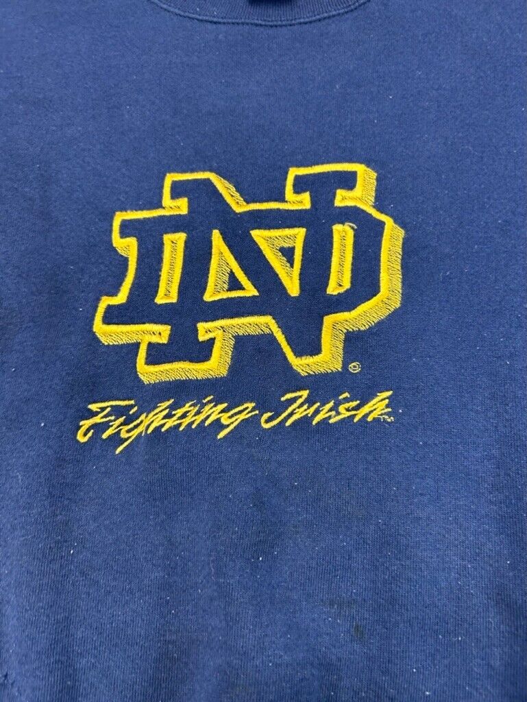 Vintage 90s Notre Dame Fighting Irish NCAA Embroidered Logo Sweatshirt Size XL