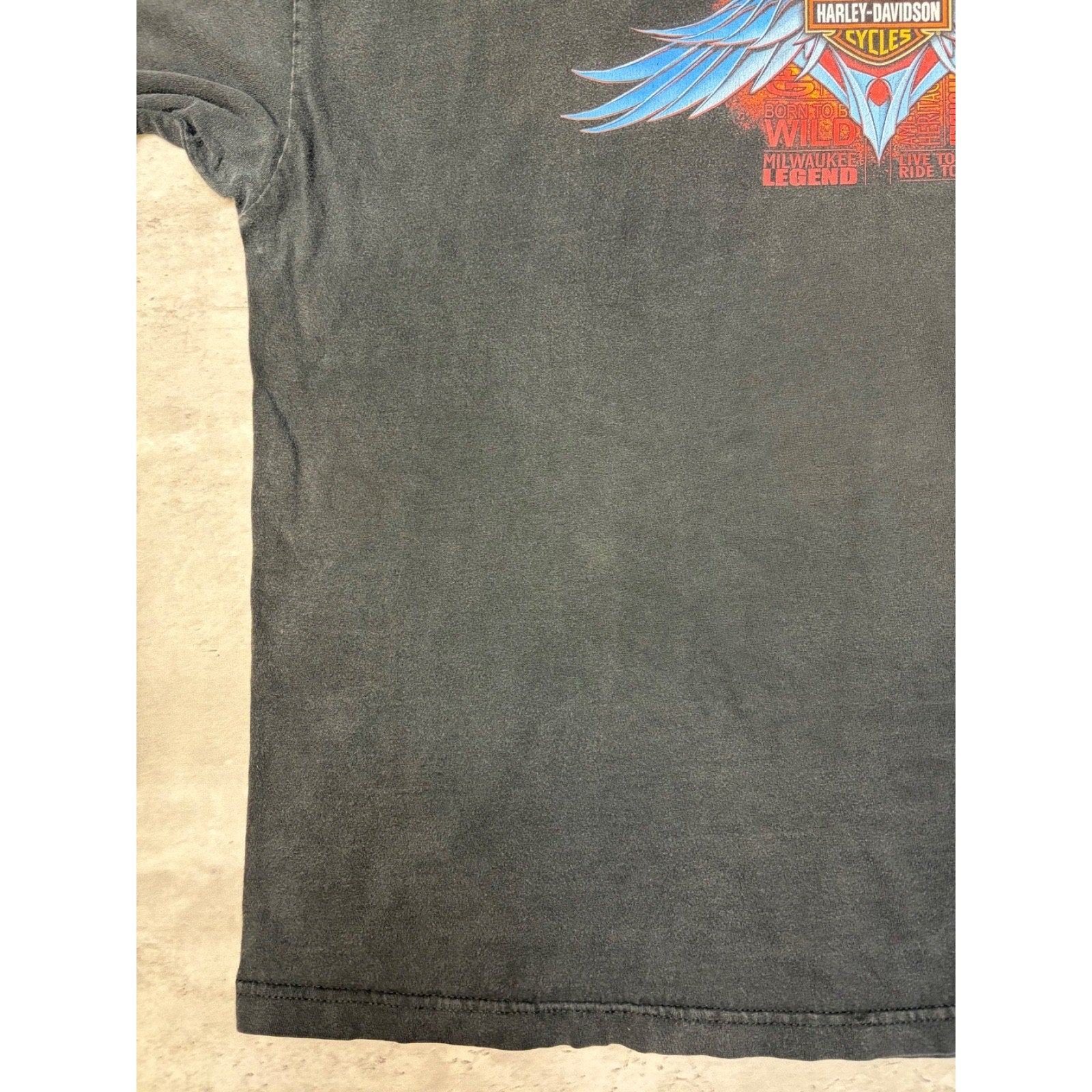 Vintage Harley Davidson Classic Logo Wing Graphic Black T-Shirt Size 3XL