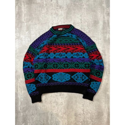 Vintage 80s/90s Bolt Abstract Striped Pullover Knit Sweater Size Large