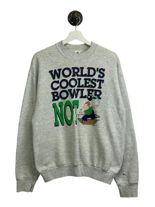 Vintage 1992 Worlds Coolest Bowler NOT Comedy Graphic Sweatshirt Size Large 90s