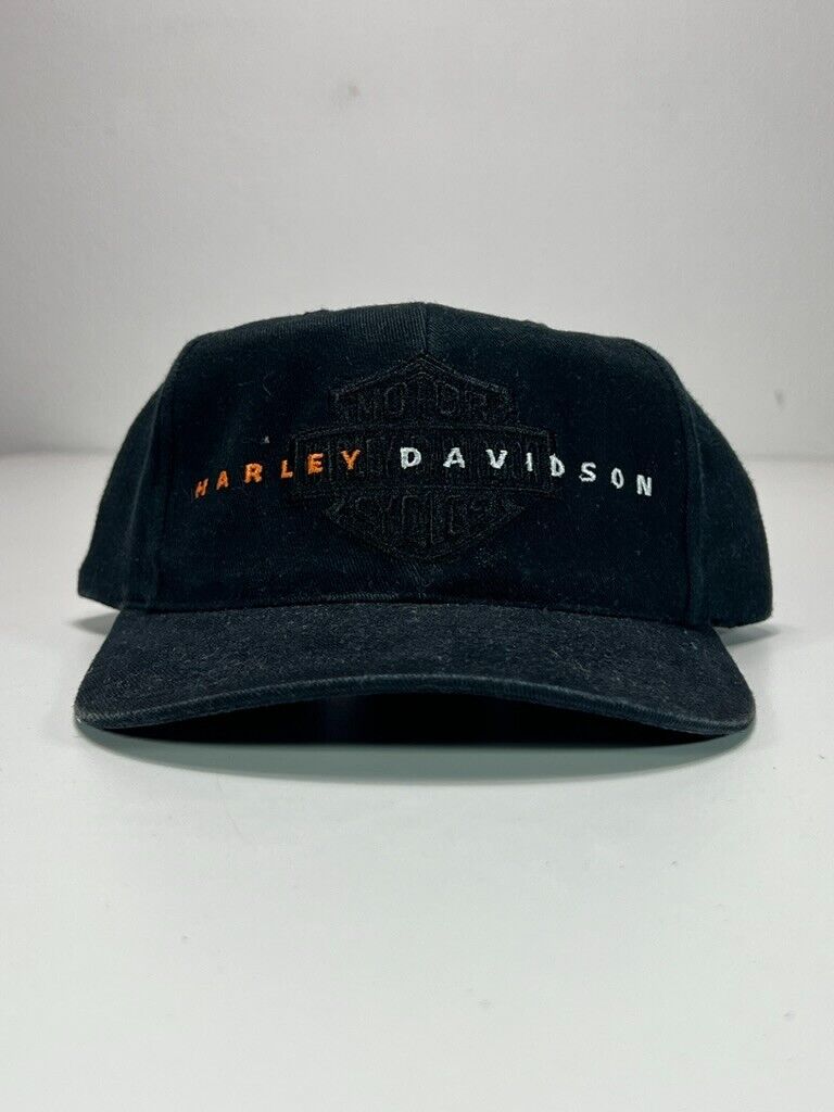 Vtg 90s Harley Davidson Embroidered Spellout American Needle Snapback Hat OSFA