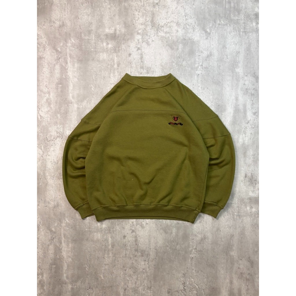 Vintage 90s Bugle Boys Embroidered Crest Earth Tone Sweatshirt Size Medium