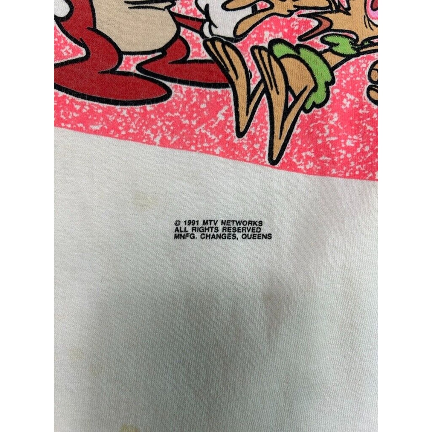 Vintage 1991 Ren & Stimpy Show Nickelodeon TV Show Promo T-Shirt Size Medium