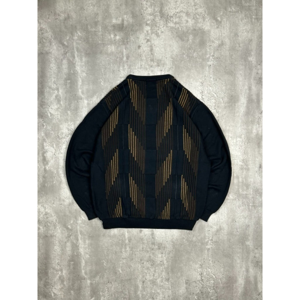 Vintage 90s Strada Abstract Striped Pullover Knit Sweater Size Large