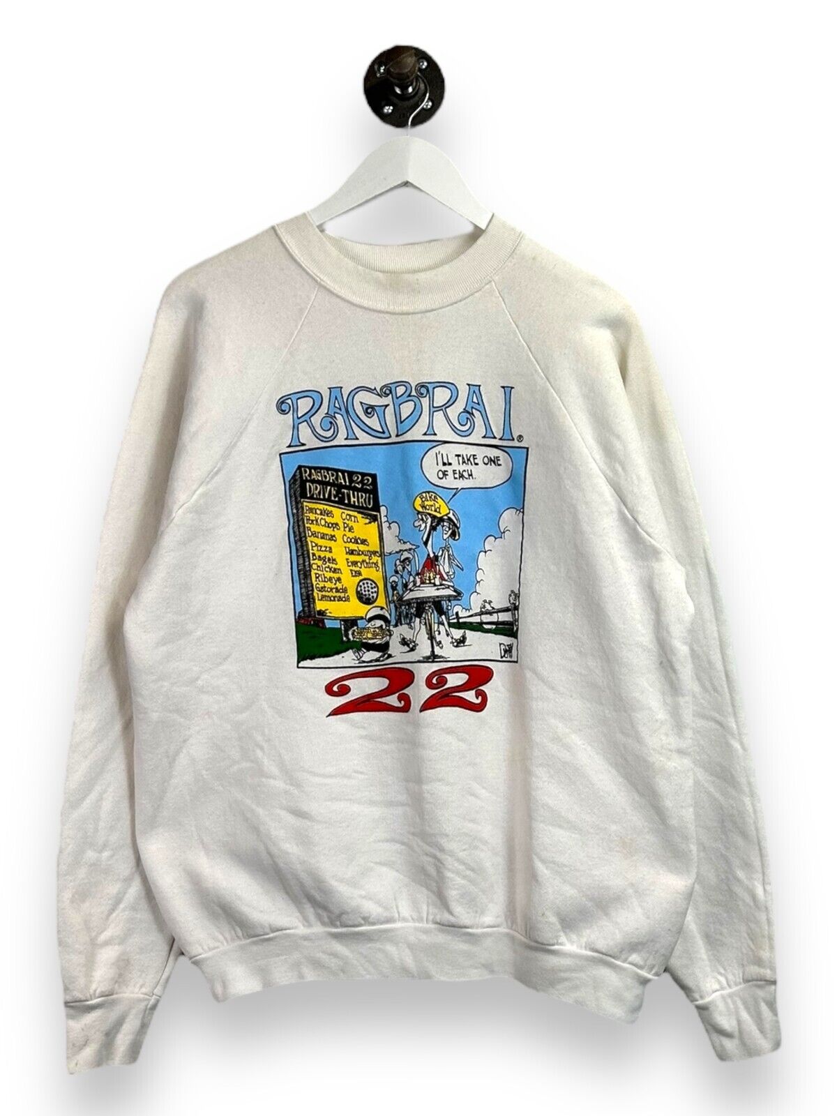 Vintage 90s Ragbrai Iowa Cycling Cartoon Graphic Crewneck Sweatshirt Size XL