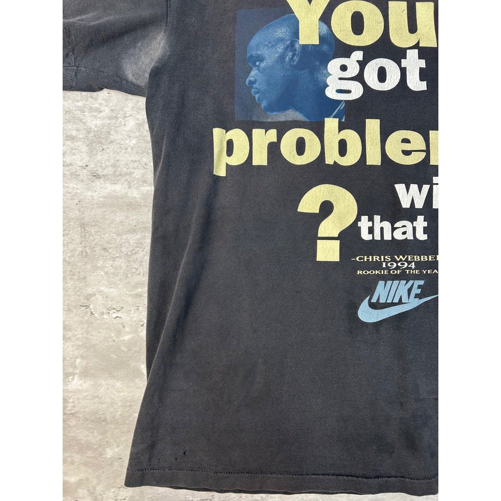 Vintage 1994 Chris Webber NBA Rookie Of The Year Nike Basketball T-Shirt Size XL