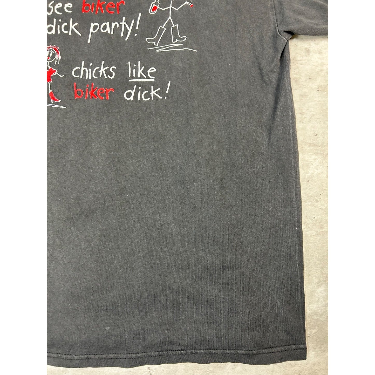 Vintage 90s Stick Figure Biker Comedy Graphic T-Shirt Size XL Black