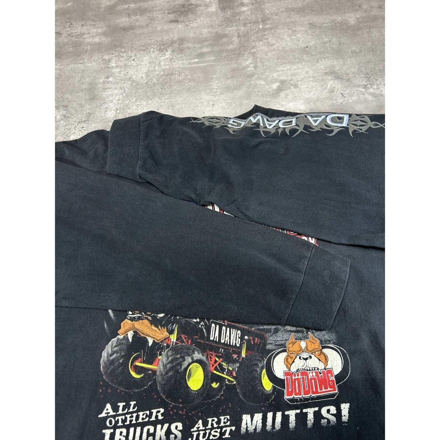 Vintage 90s Da Dawgs Monster Trucker Graphic Long Sleeve T-Shirt Size XL Black