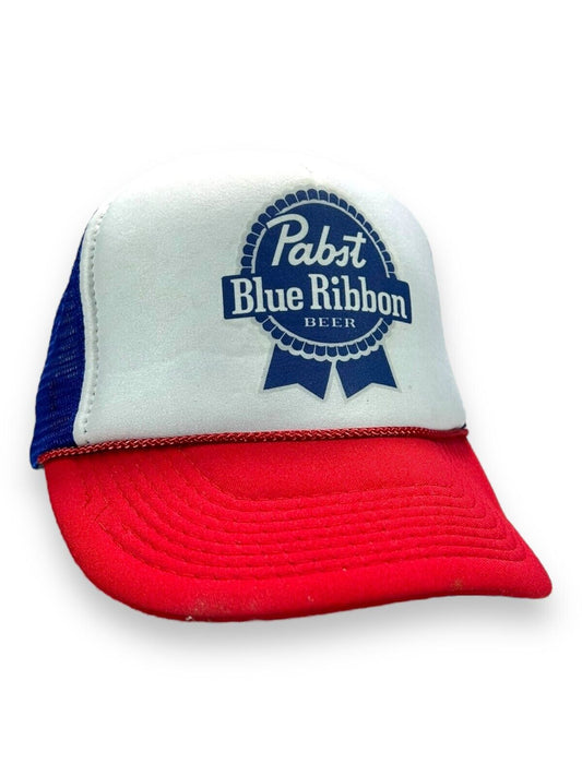 Vintage 80s/90s Pabst Blue Ribbon Beer Promo Trucker Snapback Hat OSFA