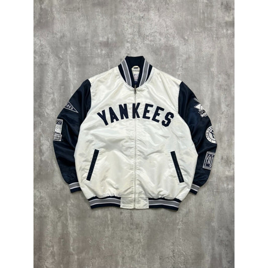 Vintage New York Yankees MLB Stitched Nylon Baseball Bomber Jacket Size XL