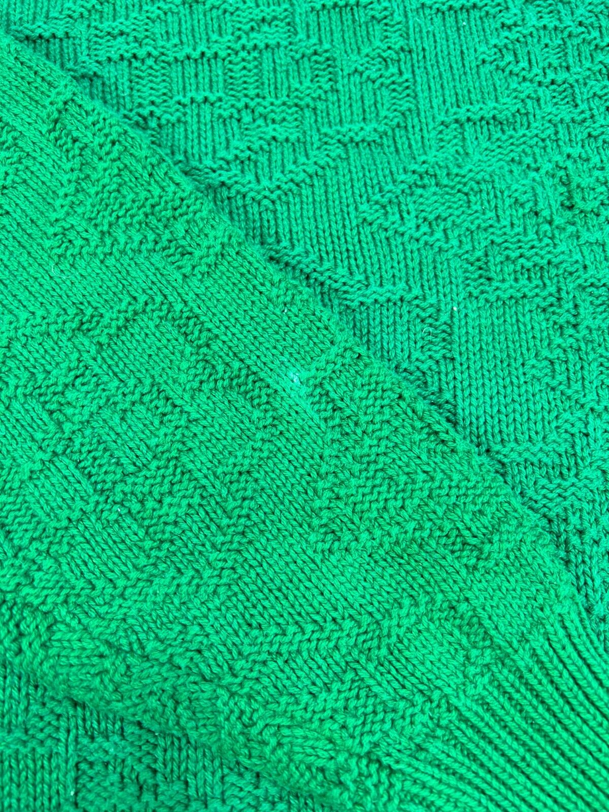 Vintage 90s Aigner Textured Pattern Print Ribbed Knit Sweater Size Medium Green