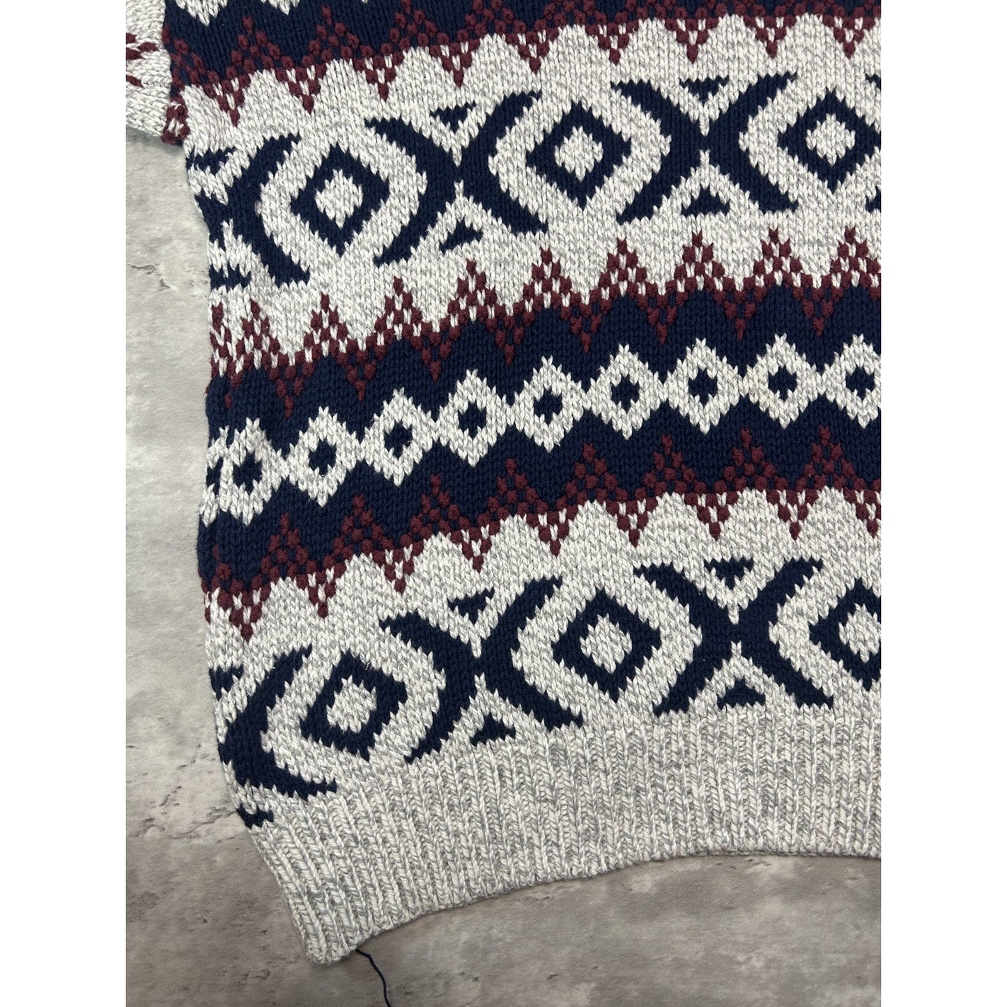 Vintage 80s Authentic Issue Geometric Striped Pullover Knit Sweater Size XL