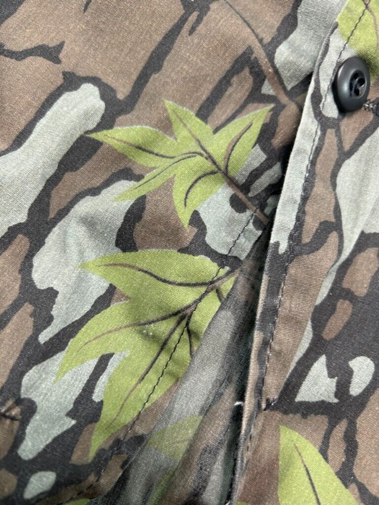 Vintage 90s Saf-T-Bak Trebark Tree Camo Hunting Button Up Shirt Size Large