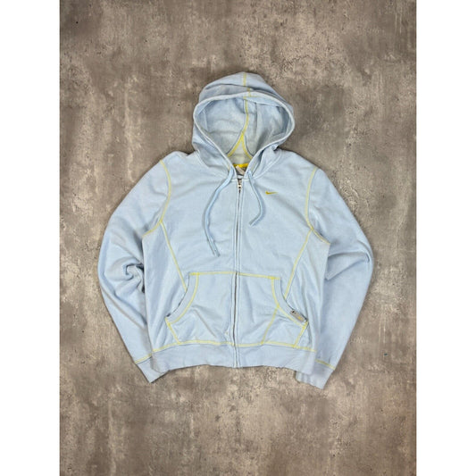 Vintage Womens Nike Embroidered Swoosh Two Tone Hooded Full Zip Sweatshirt Size Large