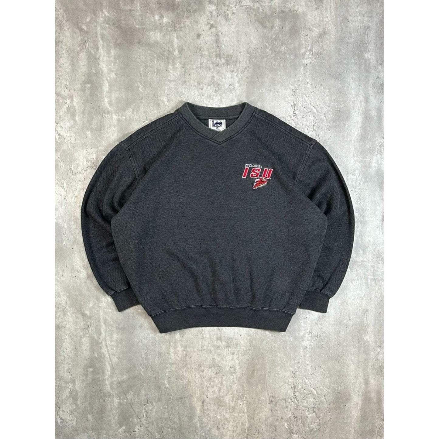 Vintage 90s Iowa State Cyclones NCAA Embroidered Logo Sweatshirt Size Large Gray