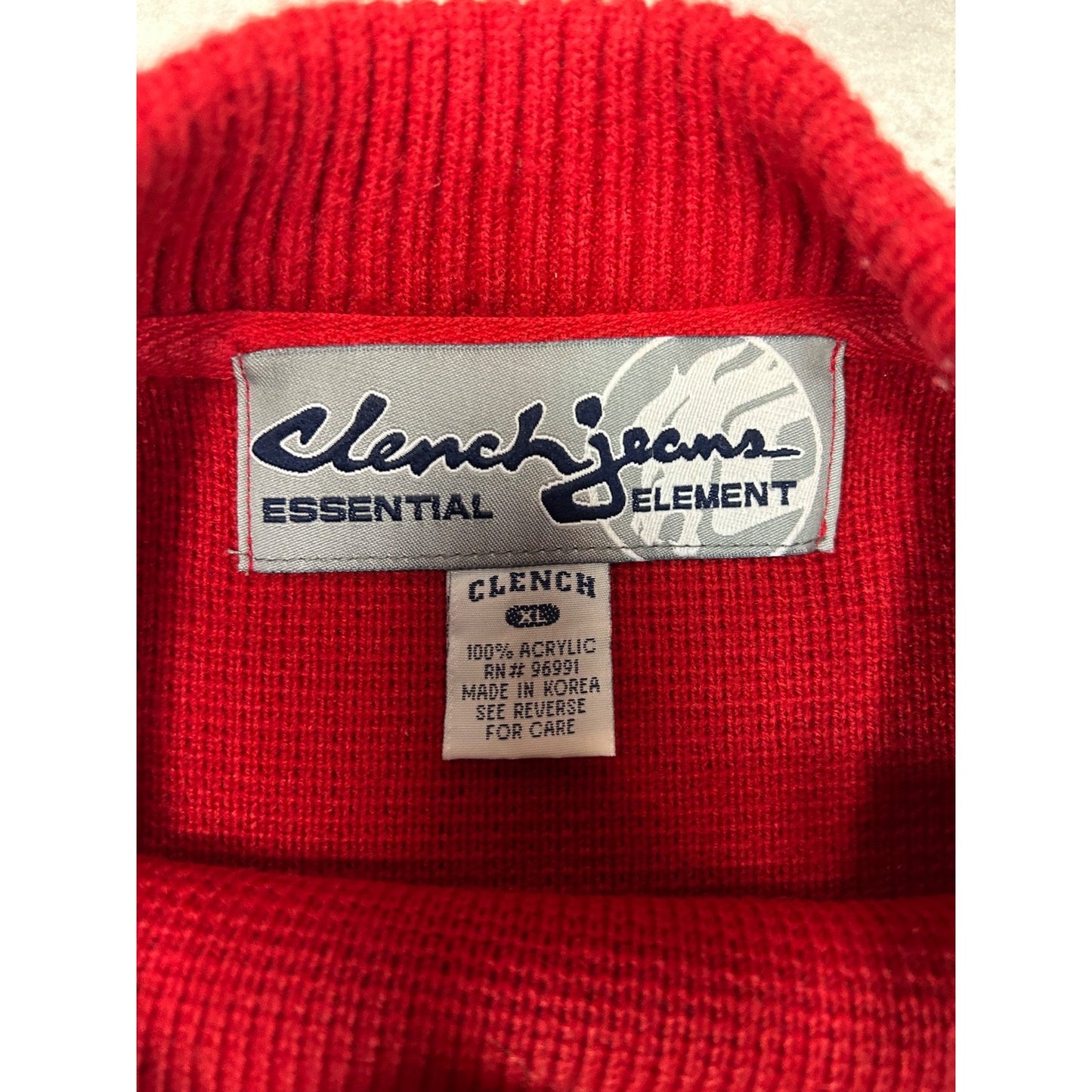 Vintage Y2K Clench Denim Company Pullover Knit Sweater Size XL Red