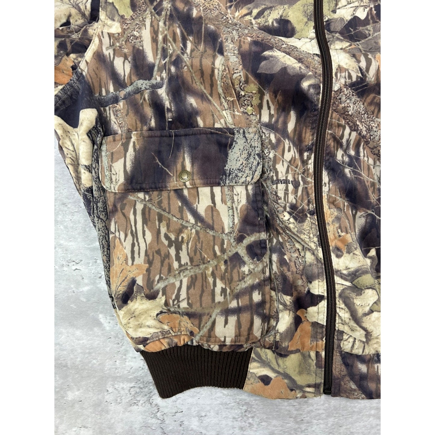 Vintage Cabelas Mossy Oak Break Up Full Zip Bomber Jacket Size 2XL