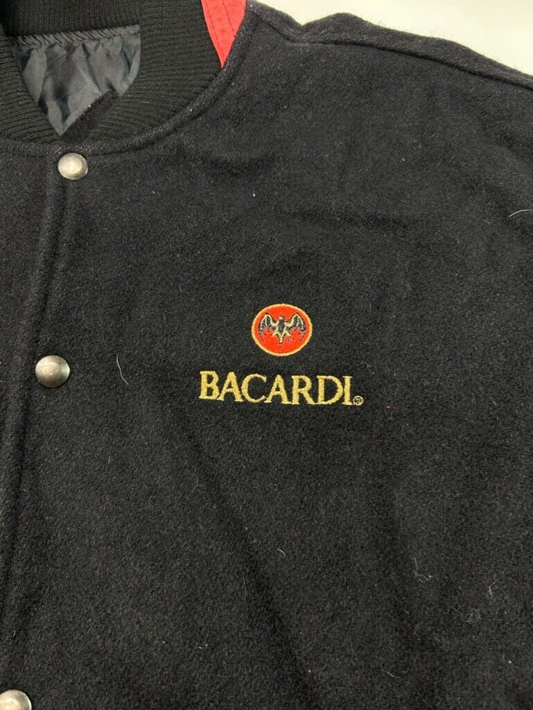 Vintage 90s Bacardi Embroidered Logo 2 Tone Bomber Jacket Size Large