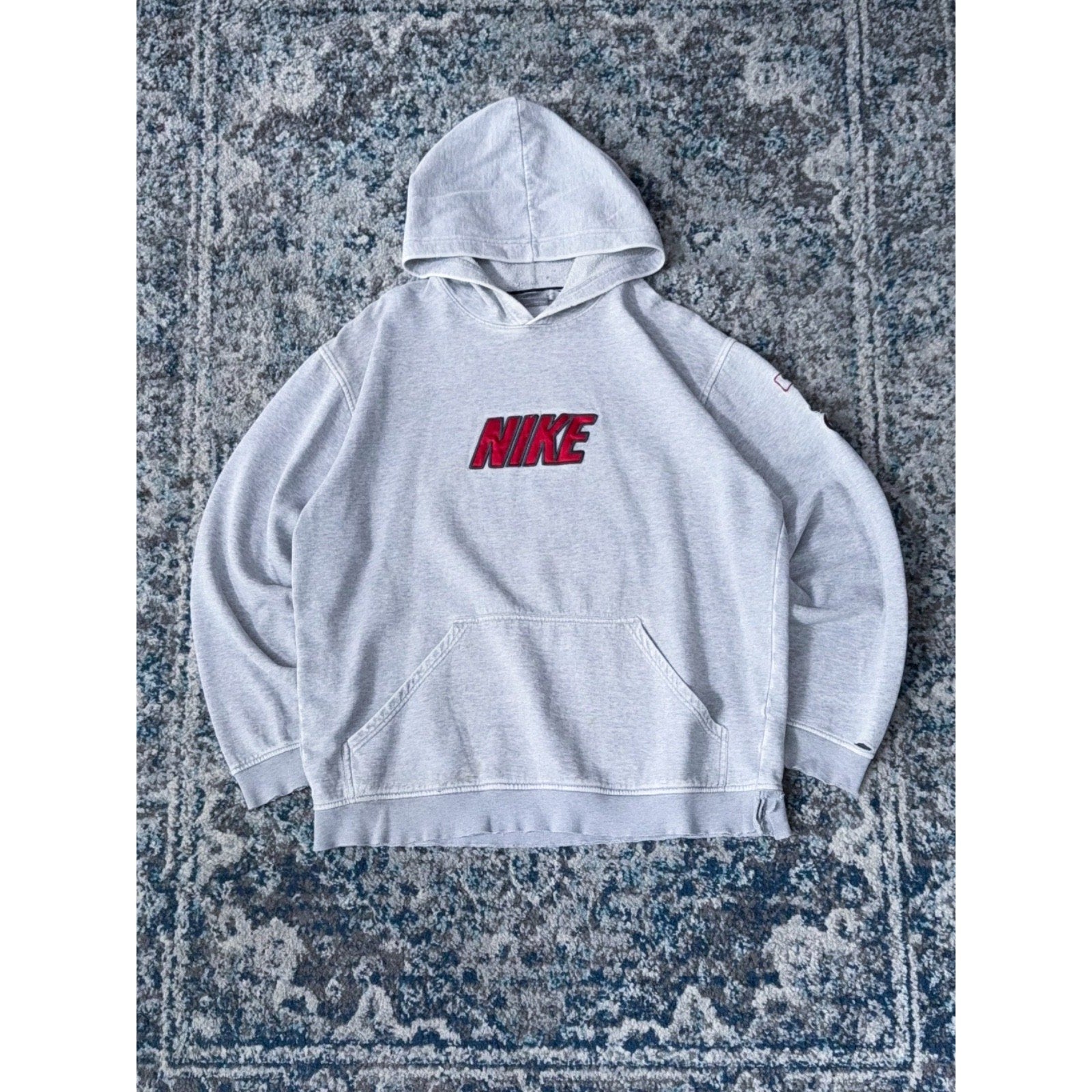 Vintage Nike Embroidered Spellout Logo Hooded Pullover Sweatshirt Size XL