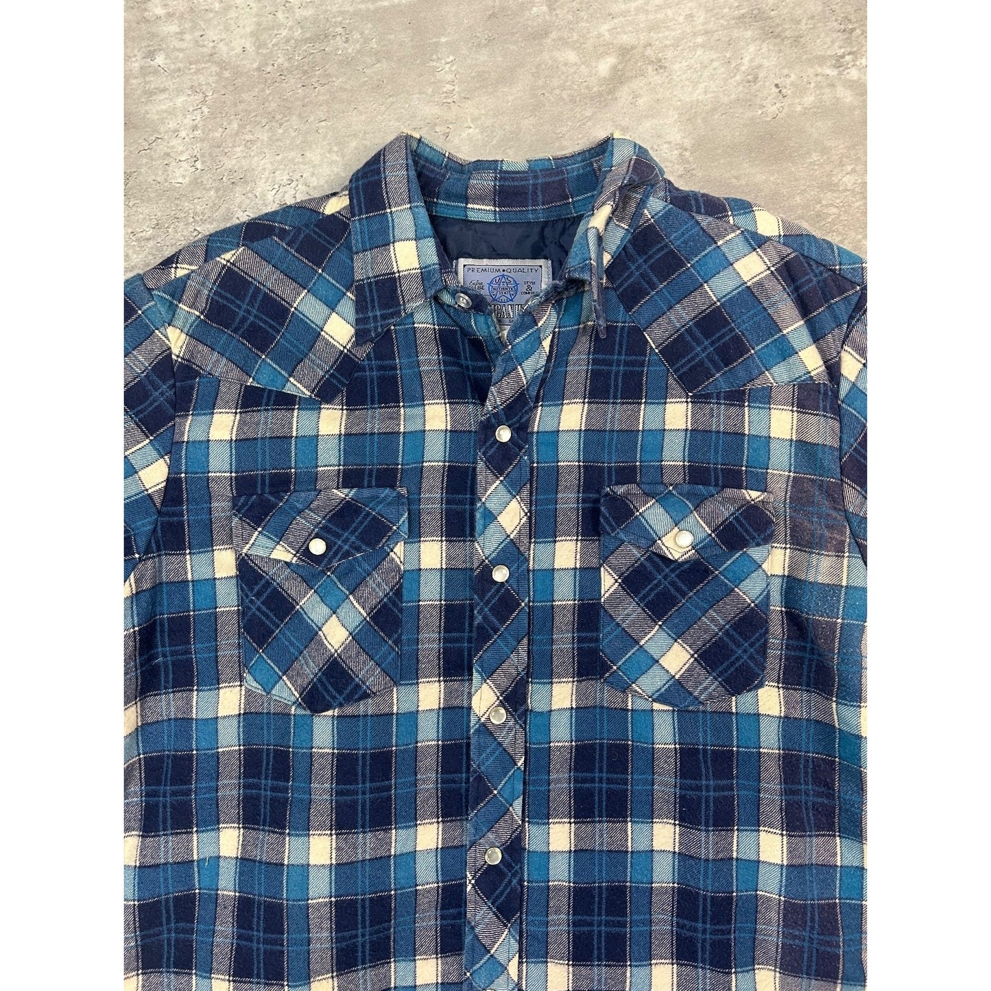 Vintage 90s Quilted Lined Plaid Double Pocket Jacket Size Large