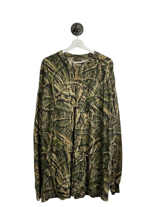 Vintage Jerzees Outdoors Mossy Oak Reed Camo Hunting Longsleeve Size XL