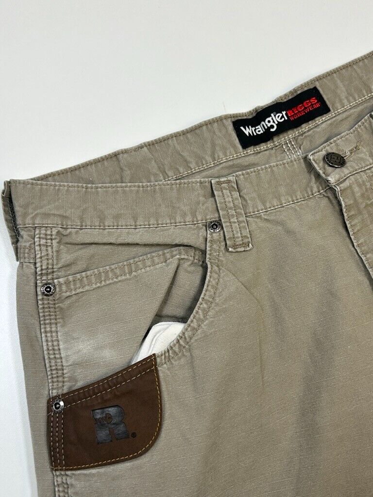 Wrangler Riggs Work Wear Ripstop Pants Size 36W Taupe