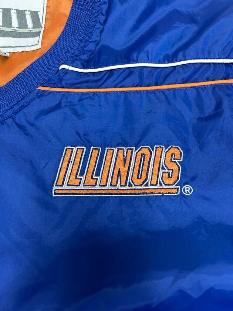 Illinois Fighting Illini NCAA Embroidered Pullover Windbreaker Jacket Size XL