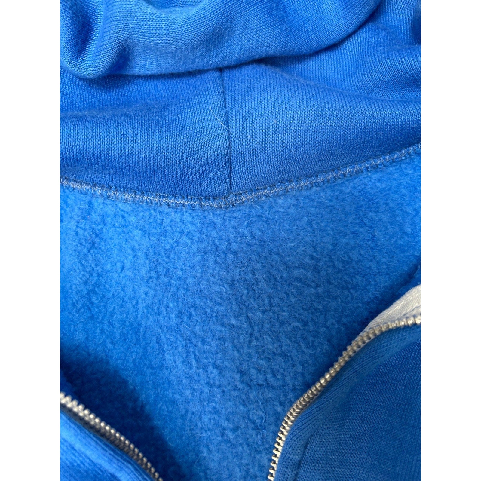 Vintage 80s Full Zip Hooded Blank Blue Sweatshirt Size Large