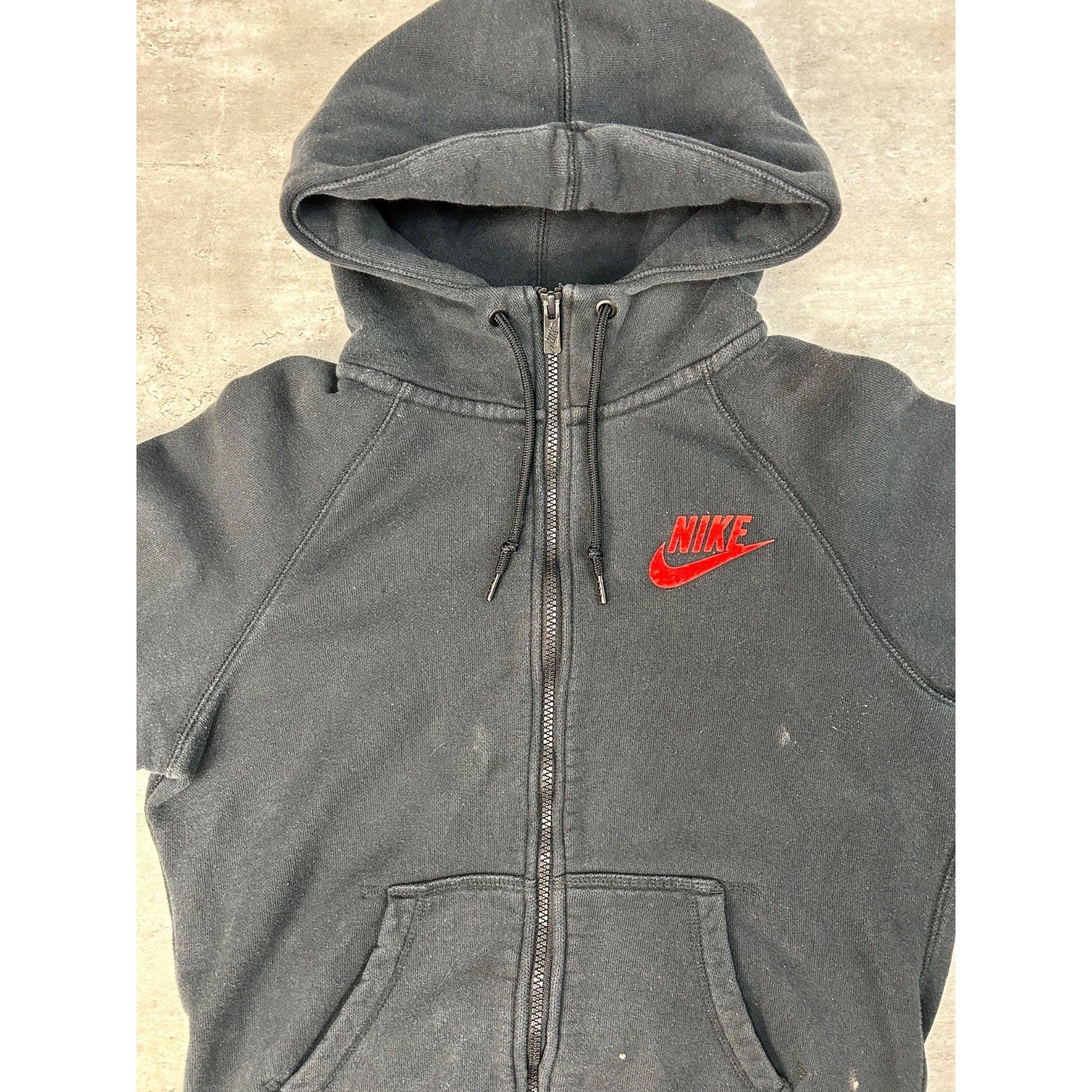 Vintage Women's Nike Graphic Swoosh Logo Full Zip Hooded Sweatshirt Size Large
