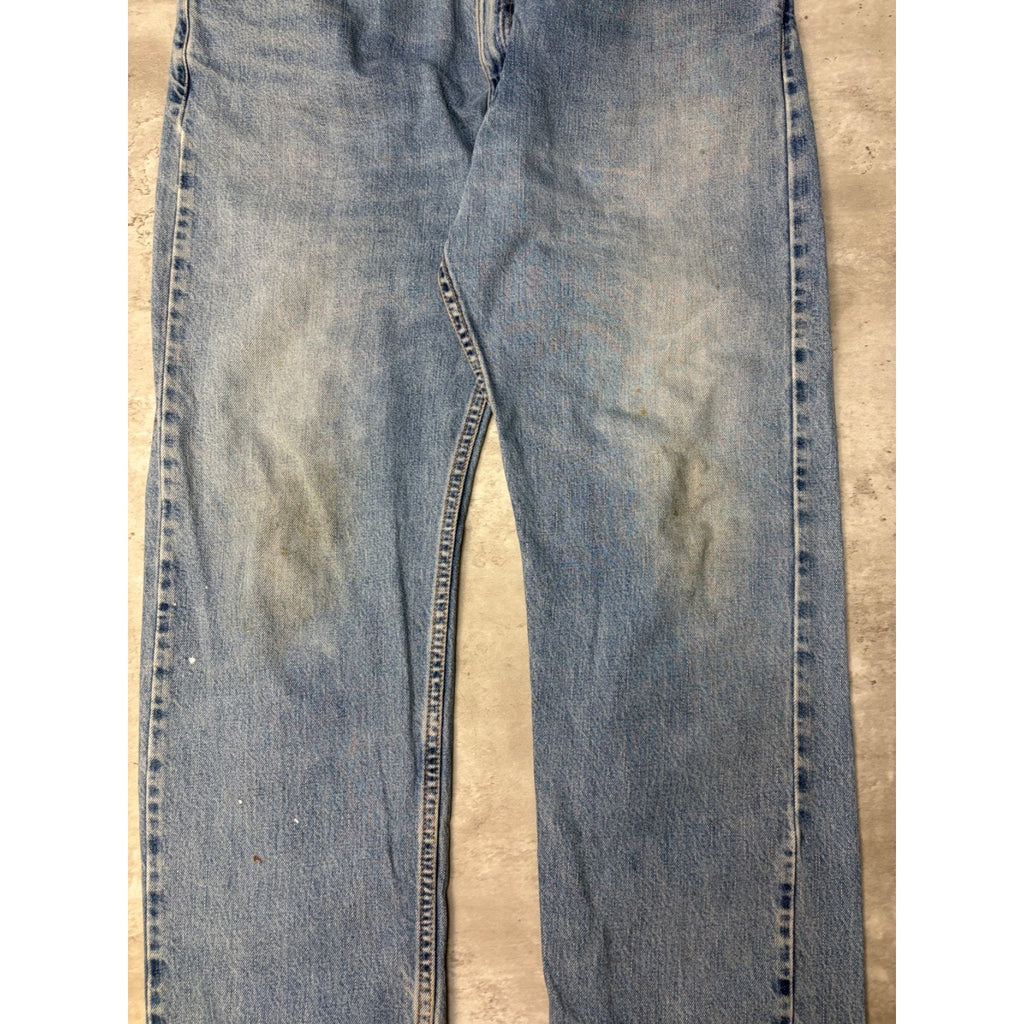 Vintage Levis 505 Red Tab Straight Leg Regular Fit Light Wash Denim Pants Sz 37