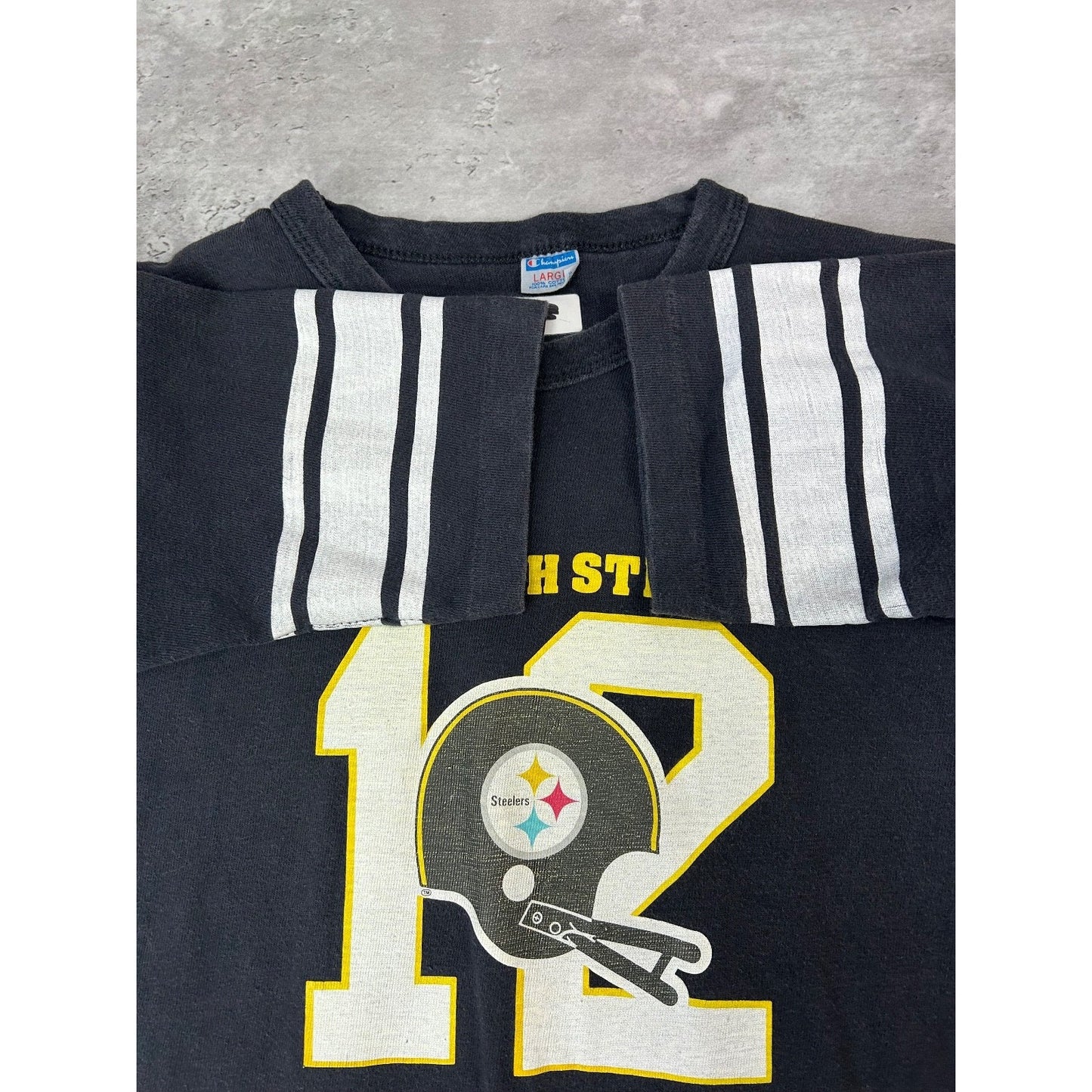 Vintage 90s Pittsburgh Steelers #12 NFL Helmet Graphic Football Jersey Sz Large