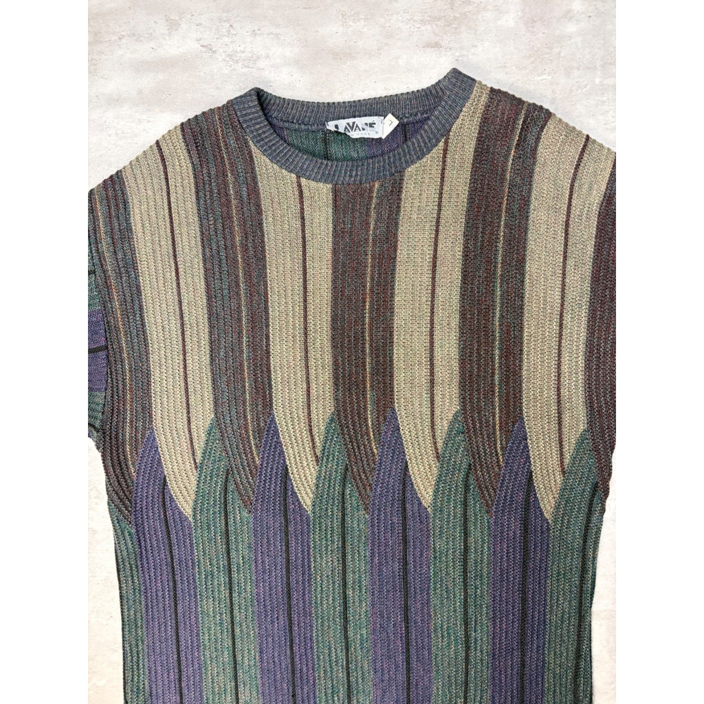 Vintage 90s Abstract Striped Pullover Knit Sweater Size Large