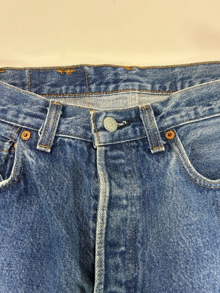 Vintage 90s Levis 501 XX Button Fly Red Tab Medium Wash Denim Pants Size 30W