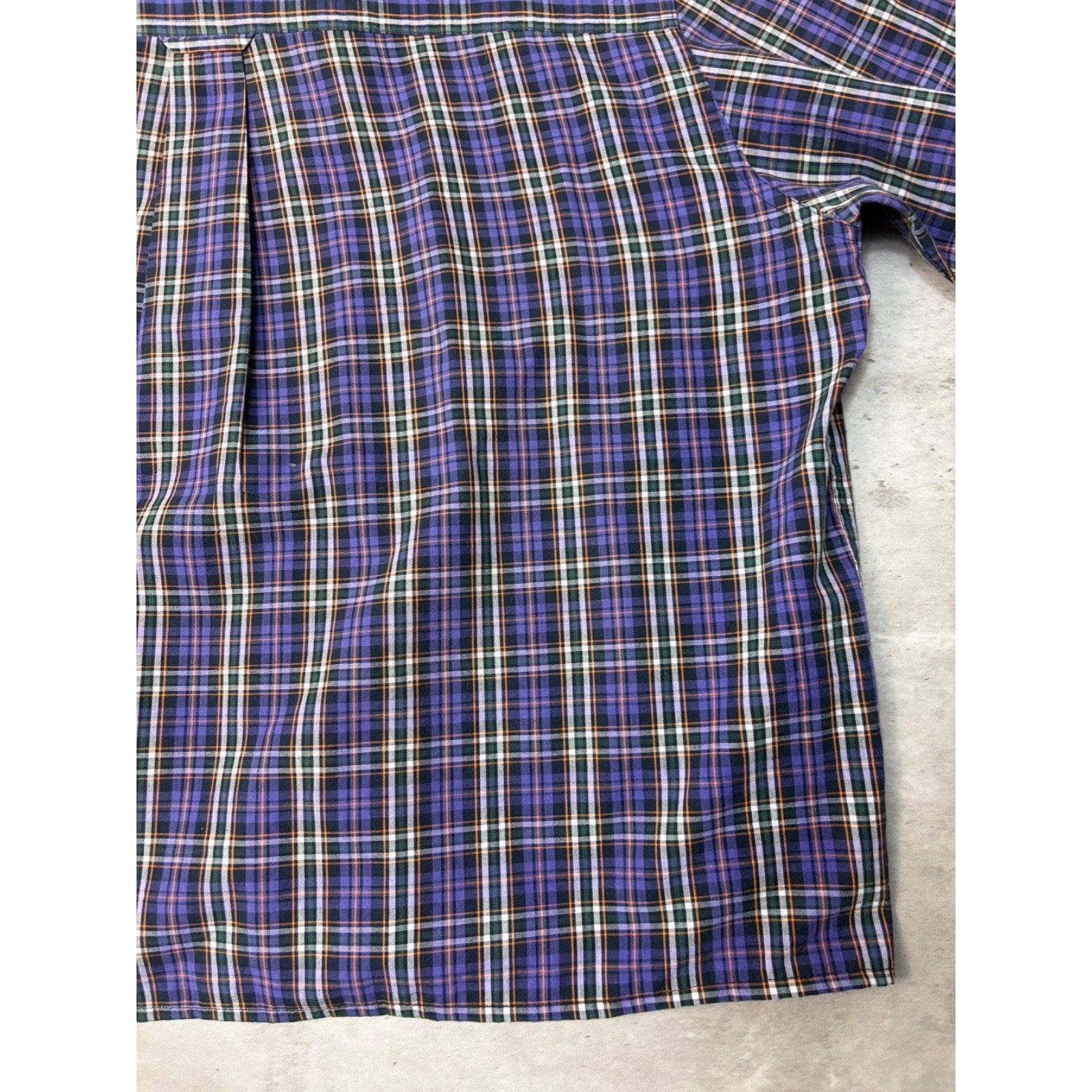 Vintage Chaps Embroidered Crest Plaid Cropped Button Up Shirt Size XL