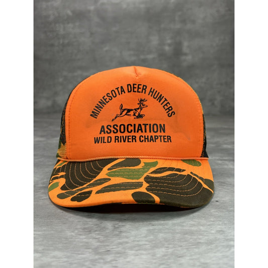 Vintage 1980s Minnesota Deer Hunters Hunting Camo Trucker Snapback Hat OSFA