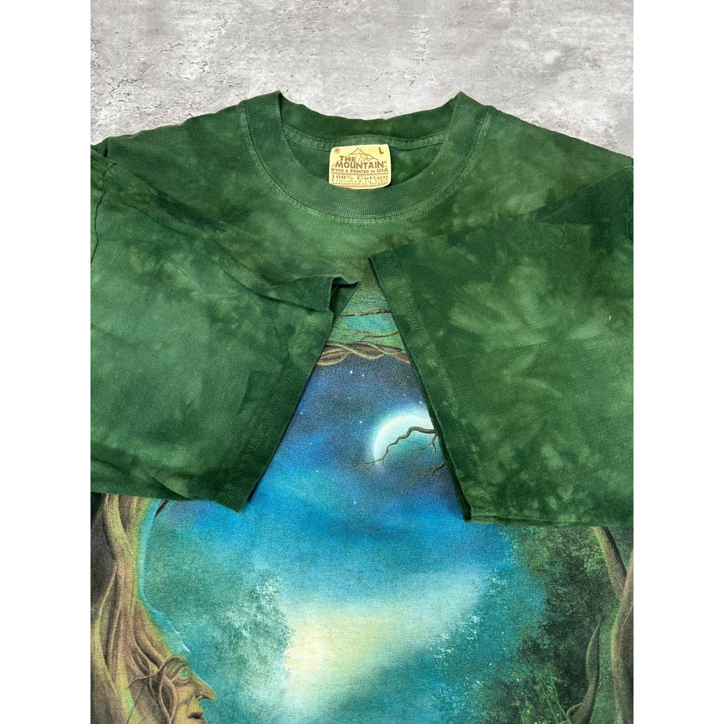 Vintage 2004 Mountain Mystical Landscape Nature Graphic Tye Dye T-Shirt Sz Large