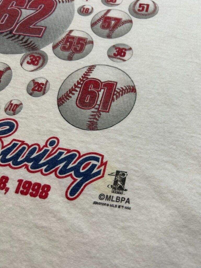 Vintage 1998 Mark McGwire Cardinals MLB Sultan Of Swing Starter T-Shirt Sz Large