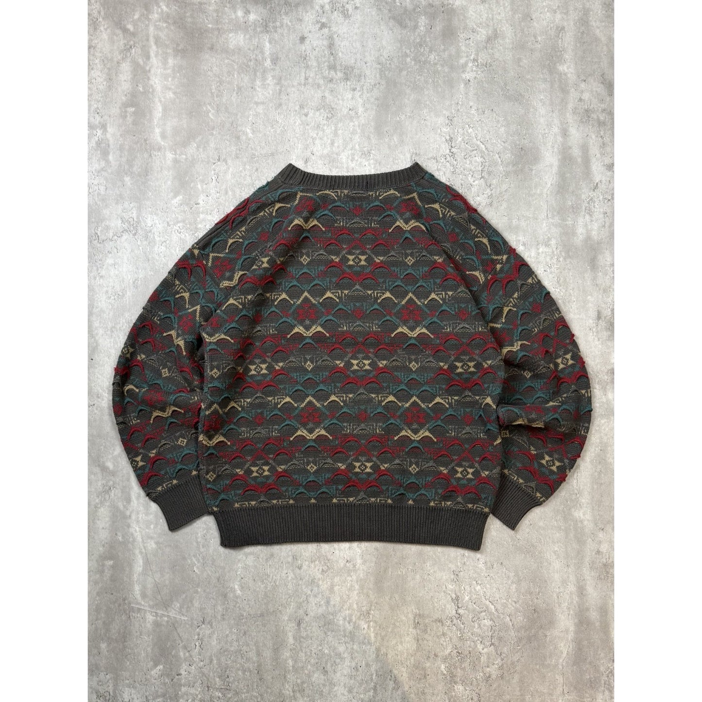 Vintage 90s John Weitz Abstract 3D Knit Pullover Sweater Size Large