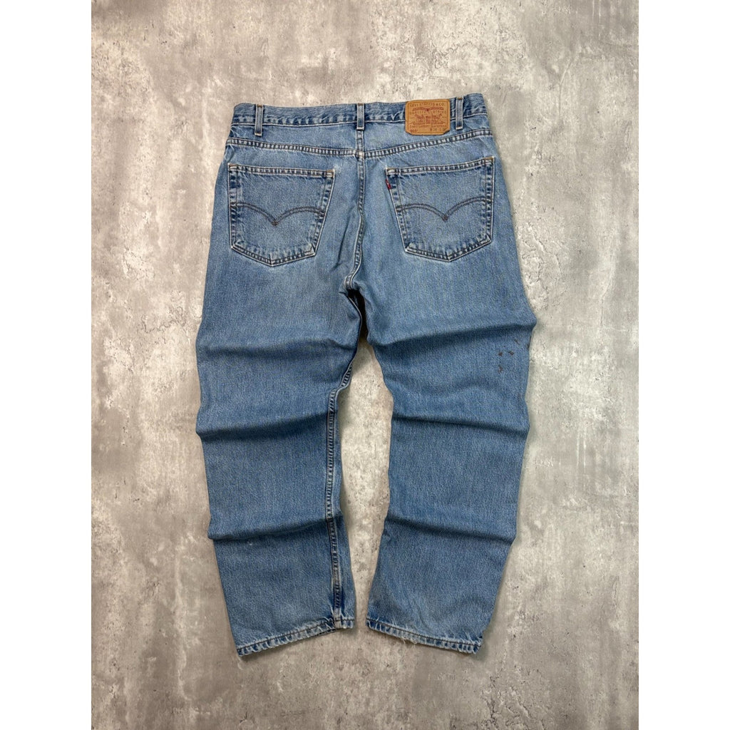 Vintage Levis 505 Red Tab Straight Leg Regular Fit Light Wash Denim Pants Sz 37