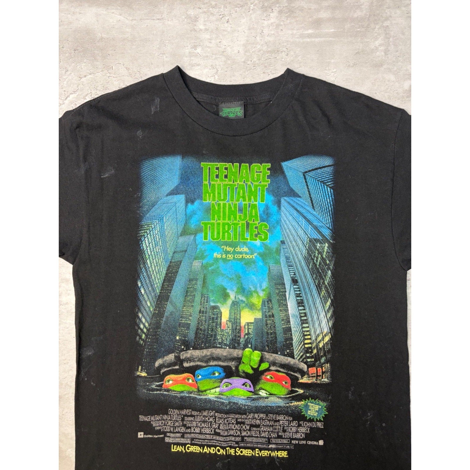 Vintage Teenage Mutant Ninja Turtles Movie Poster Promo T-Shirt Size Large