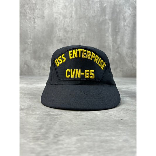Vintage 80s USS Enterprises CVN-65 US Military Navy Snapback Hat OSFA