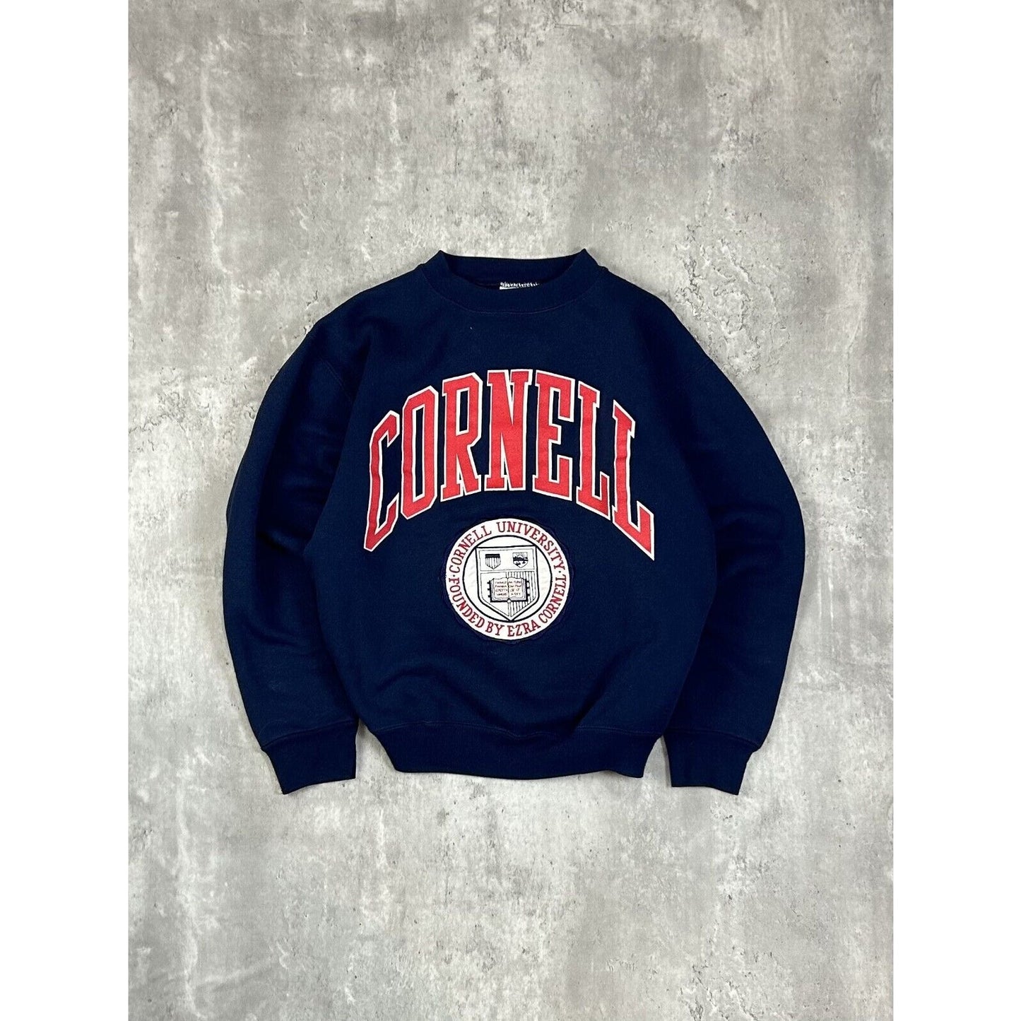 Vintage 90s Cornell University NCAA Collegiate Crest Sweatshirt Size Small Blue