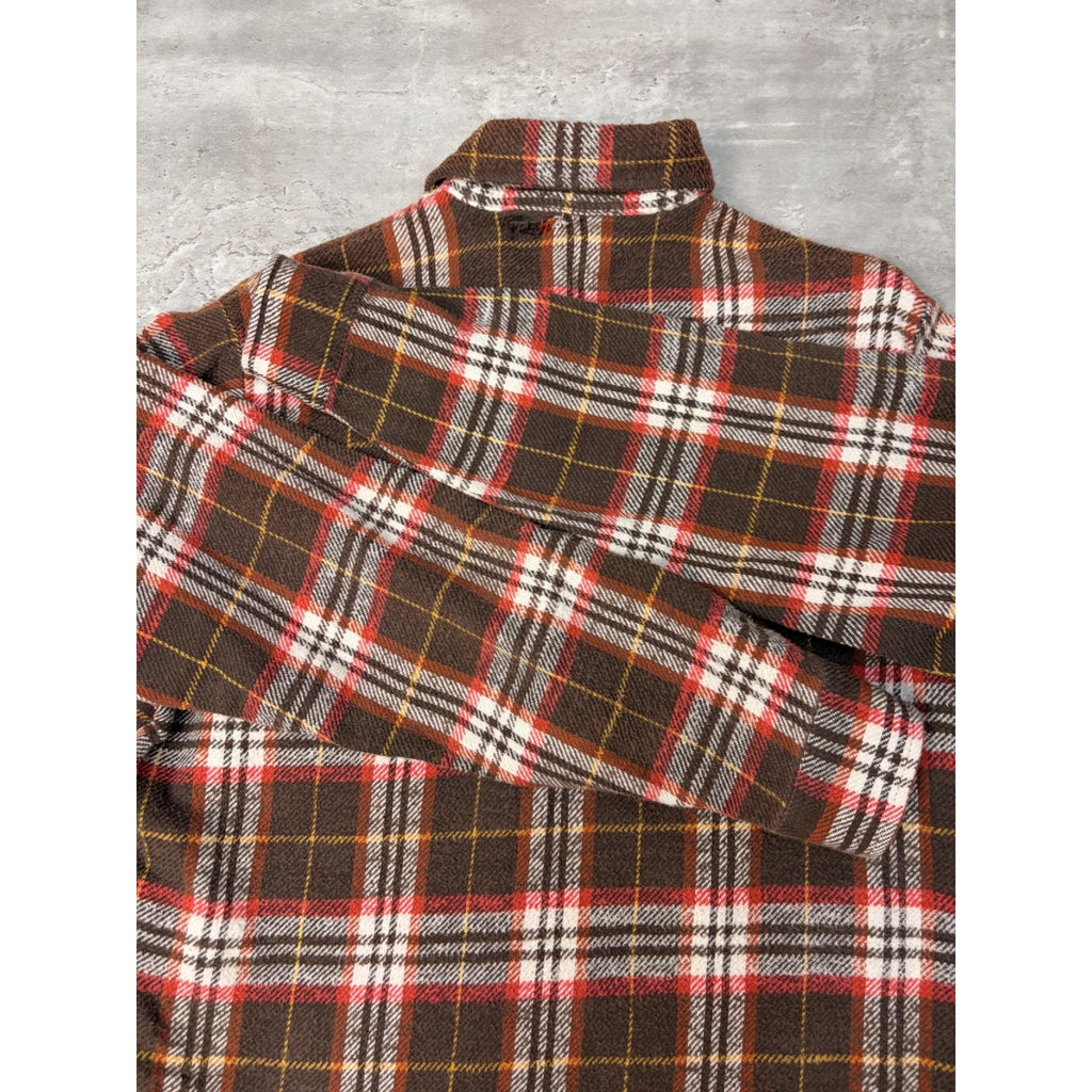Vintage 1980s Big Mac JCPenney Brown Long Sleeve Button Up Shirt Size MT