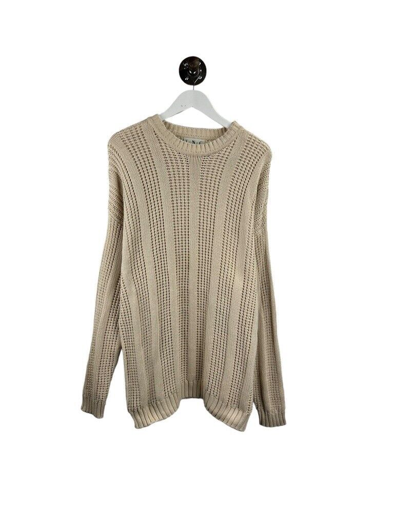 Vintage International Concepts Cable Knit Sweater Size XL Beige