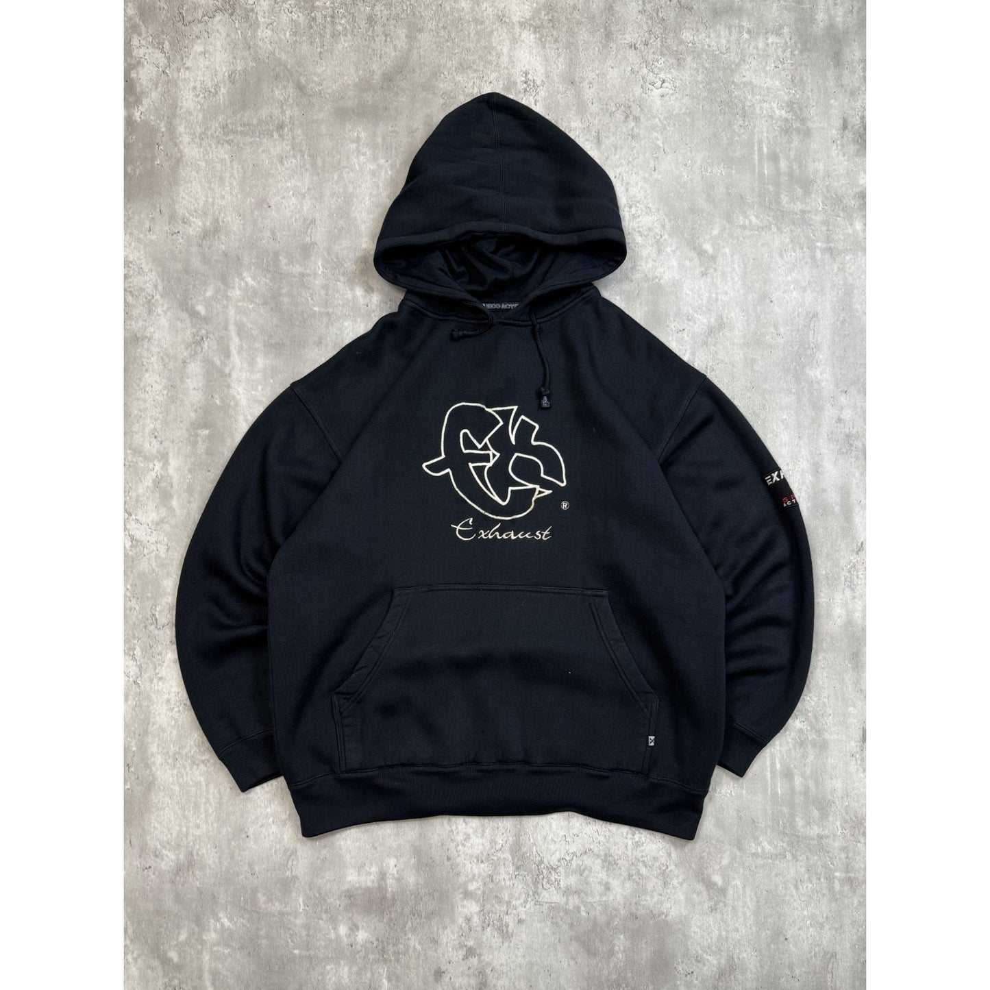 Vintage Y2K Fubu Sport Exhaust Embroidered Spellout Hooded Sweatshirt Sz Medium